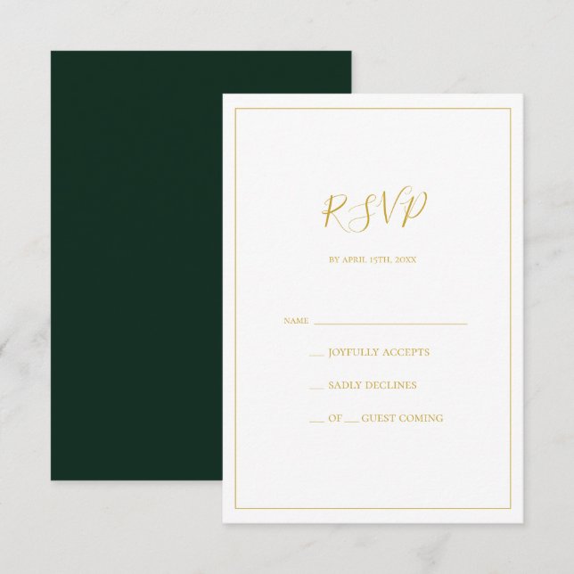 Noël simple et élégant | Carte RSVP verte (Devant / Derrière)