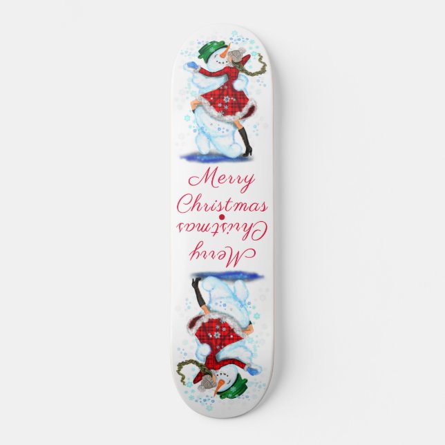 Noël Skateboard Snowman et Girl Dance (Recto)