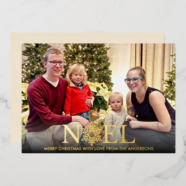 Noel Snowflake Joyeux Noël Foil Carte de vacances (Recto/Verso)