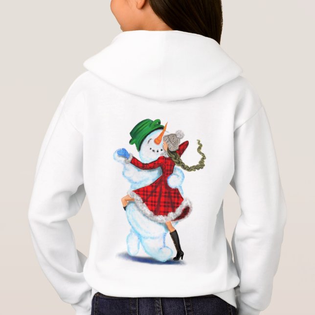 Noël Snowman et fille Dancing Sweat - shirt à capu (Dos)