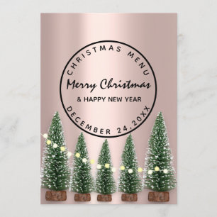 Noël Soirée Vacances hiver Menu Vert clair Rose