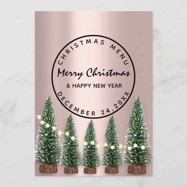 Noël Soirée Vacances hiver Menu Vert clair Rose (Devant)