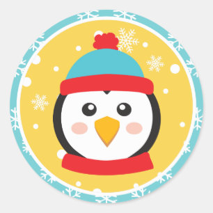 Noël - Stickers en pingouin (Round)