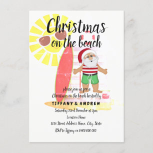 Noël sur la plage Été Père Noël Invitation de la f