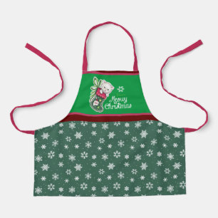 Noël tablier chat roux et vert
