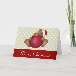 Noël Teddy Bear Red Orament Carte de vacances