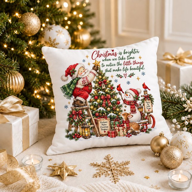 Noël Traditionnel Rouge Vert Citation Coussin Jeta (Christmas Traditional Red Green Quote Throw Pillow)