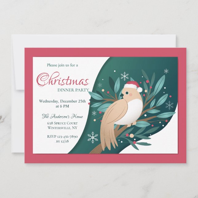 Noël Turtledove Dîner Fête Invitation (Devant)