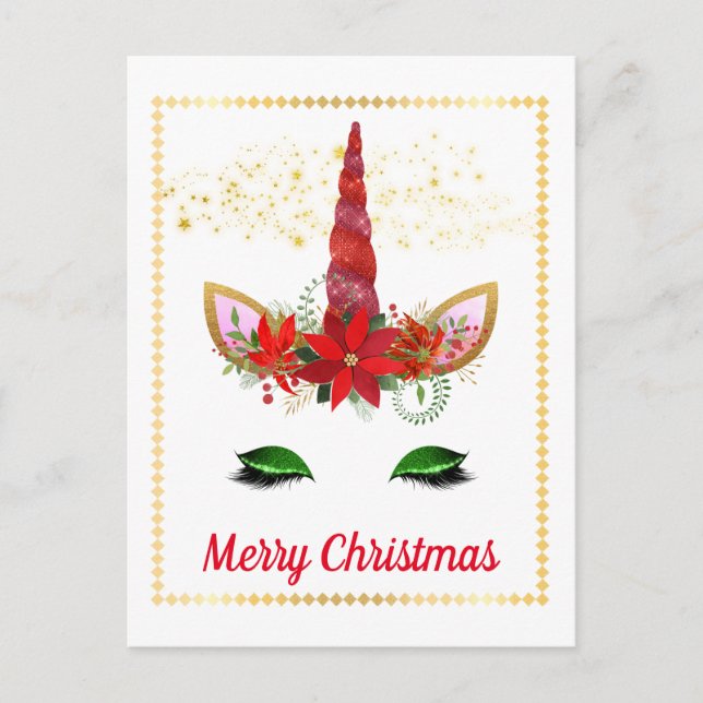 Noël Unicorn ajouter carte postale message (Devant)