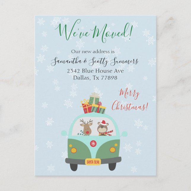 Noël Vacances Faire-part Nous avons déménagé (Devant)