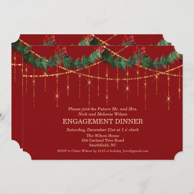 Noël Vacances Fiançailles Dîner Invitation (Devant / Derrière)