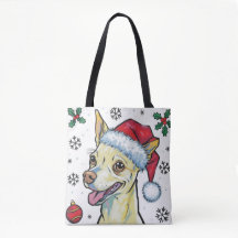 Noël Vacances Père Noël Chien Chihuahua Sac fourre