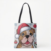 Noël Vacances Père Noël Chien Sac fourre-tout Bull