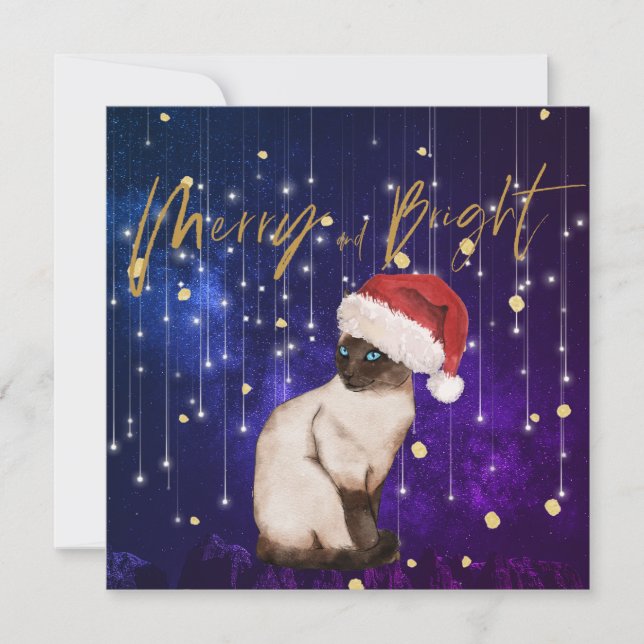 Noël Vacances Purple Chat Père Noël Salutation (Devant)