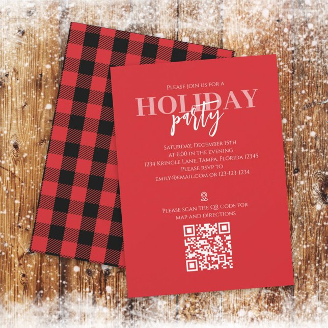 Noël Vacances Russe Buffalo Plaid QR Code Carte (Créateur téléchargé)