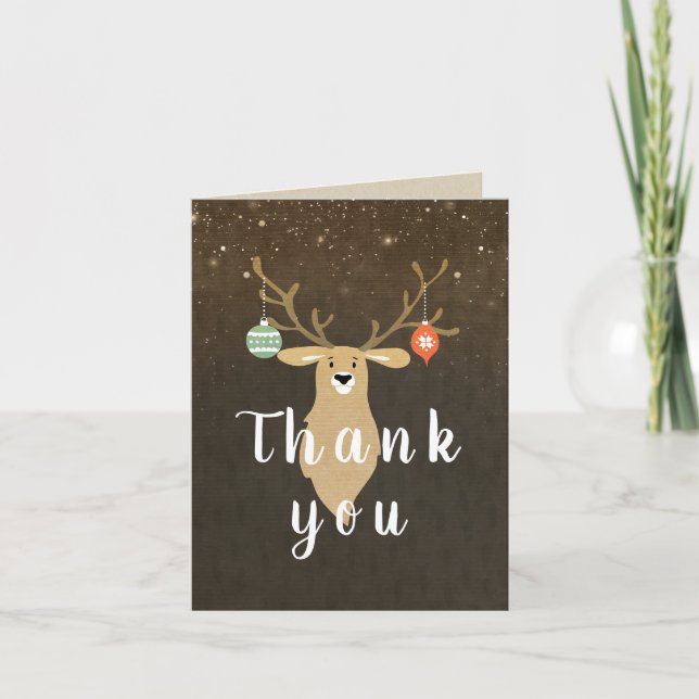 Noël Vacances Rustique Cerf Fantaisiste Merci (Devant)