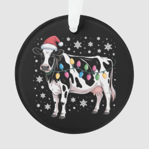 Noël Vache Noël Lumières Santa Hat Ferme Vacances