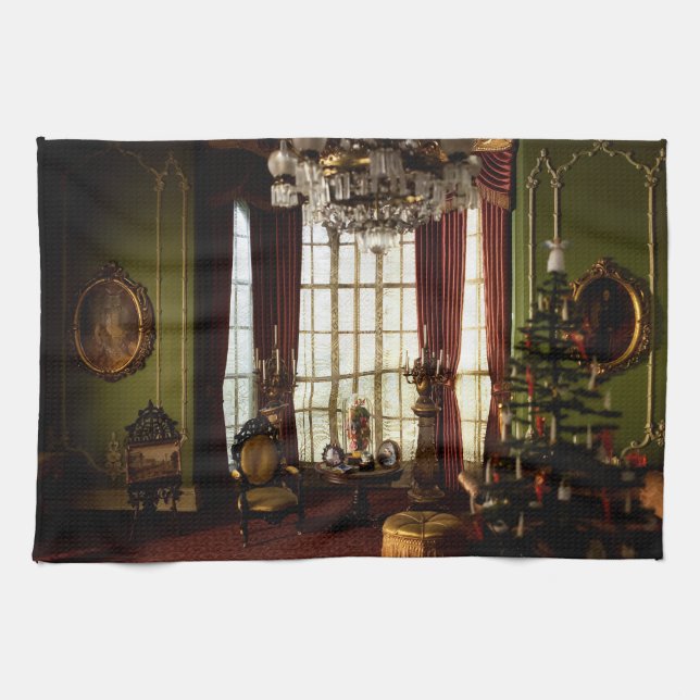 Noël victorien - Serviette de cuisine (Horizontal)