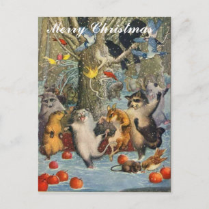 Noël vintage dans la carte postale Woods