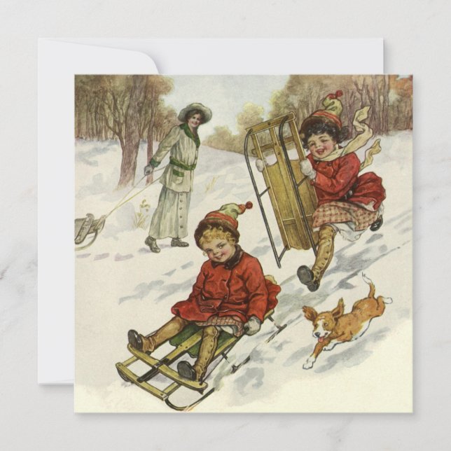 Noël vintage, invitation victorienne pour enfants (Devant)