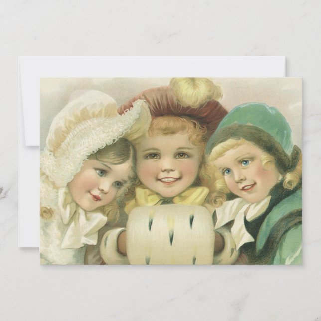 Noël vintage, invitation victorienne pour enfants (Devant)