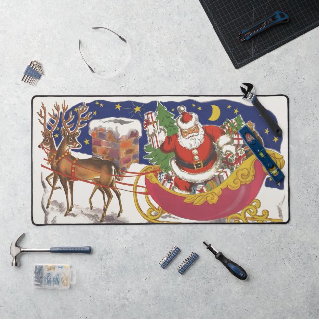 Noël Vintage, Jolly Santa Claus avec Sleigh (Poste de travail)