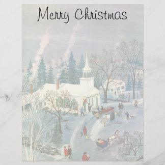 Noël vintage, Les gens vont à l'église en neige