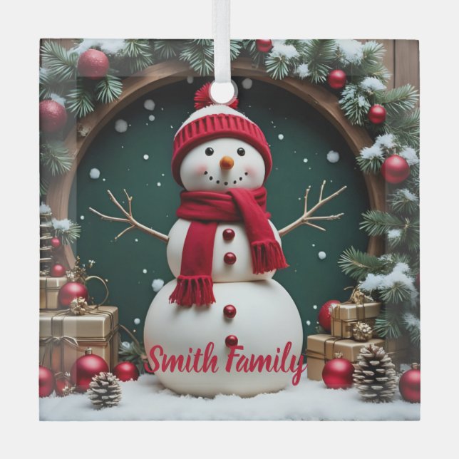 Noël Vintage - Ornement Carré en verre (Recto)