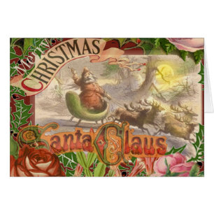 Noël Vintage Père Noël Renne Traîneau
