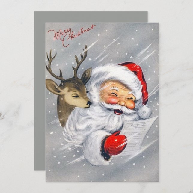 Noël vintage rétro Père Noël (Devant / Derrière)