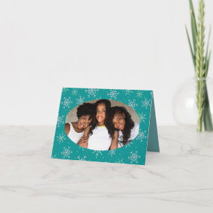 Noël White & Aqua Snowflakes sur photo Turquoise