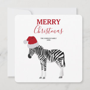 Noël Zebra Funny Animal avec carte de chapeau de S