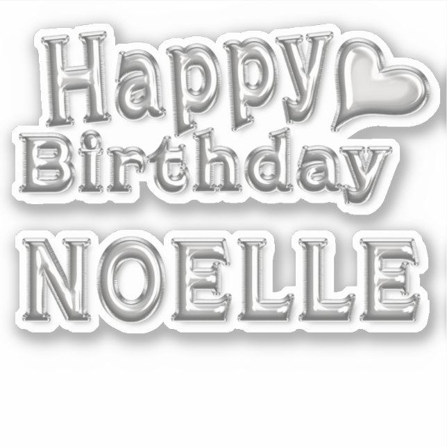Noelle Joyeux Anniversaire autocollant argent (Devant)