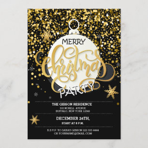 Noëls Party Gold Sparkle Dots Invitations