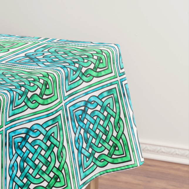 Noeud celtique - Carré bleu vert blanc nappe (In Situ)