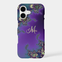 Nœud Celtique Cœur Fractal Bleu Violet Monogramme