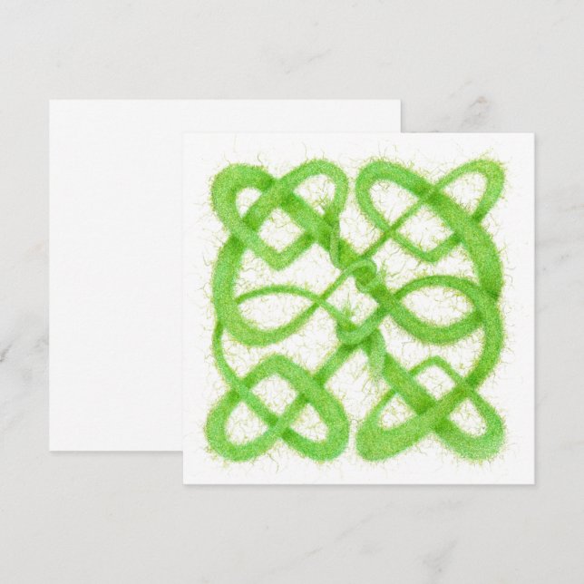 NŒUD CELTIQUE VERT 5,25" Carte Carrée Plate (Devant / Derrière)