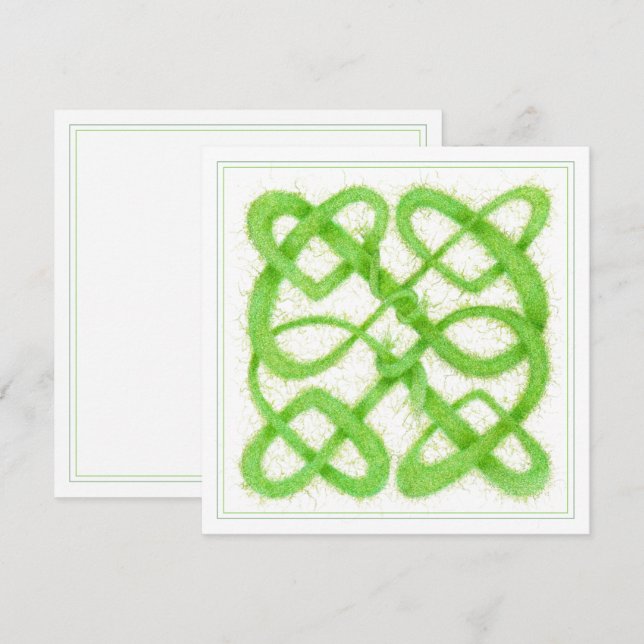 NŒUD CELTIQUE VERT Carte Carrée Plate de 5,25 pouc (Devant / Derrière)