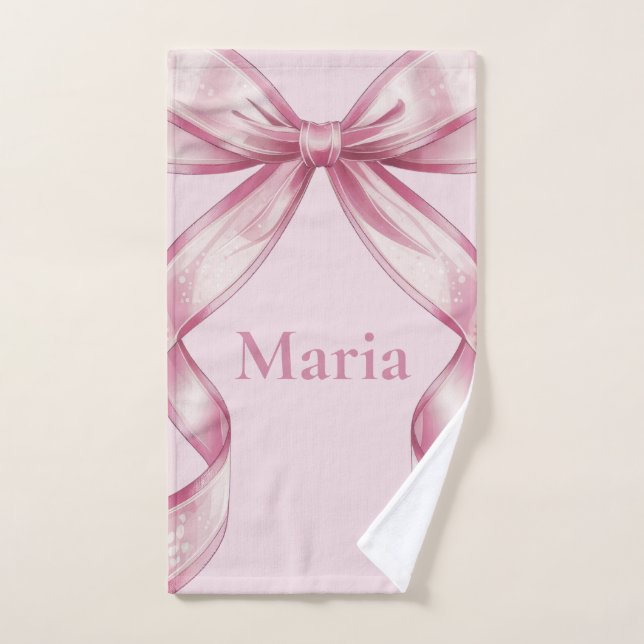 Nœud Coquette Rose Étincelant 1er (Serviette à main)