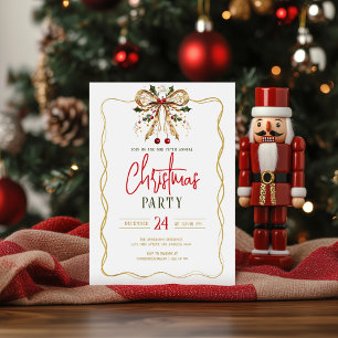 Nœud de Noël décoré Invitation de fête Cadre doré