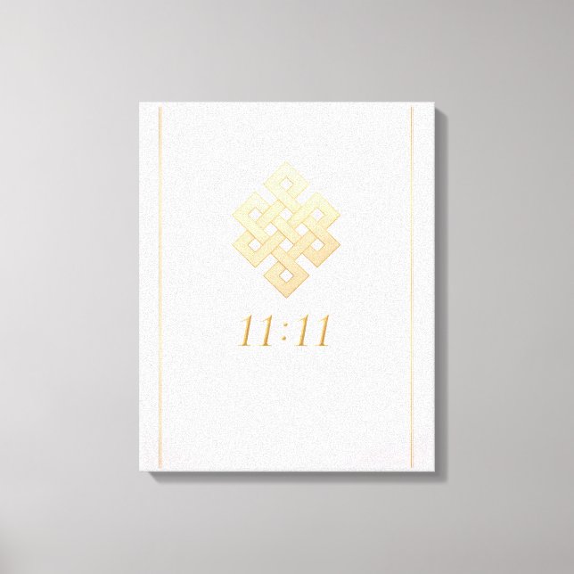 Nœud Éternel 11:11 Toile Enveloppée Or Blanc (Recto)