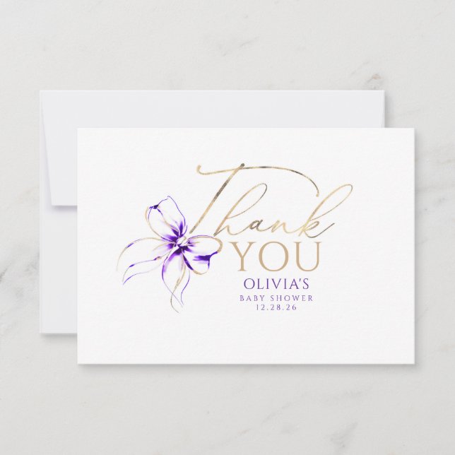Nœud papillon violet Élégante Calligraphie Merci (Devant)