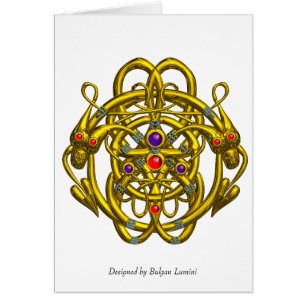NŒUDS CELTIQUES D'OR AVEC DRAGONS JUMEAUX