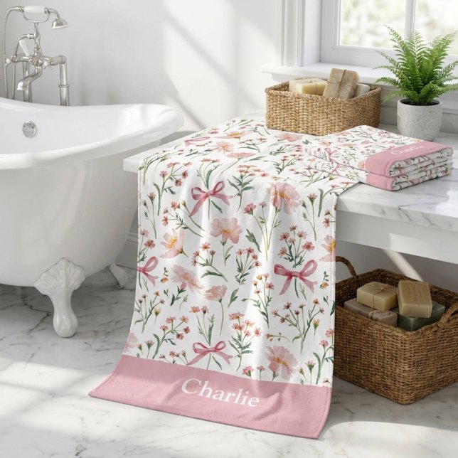 Nœuds et fleurs roses personnalisés (Créateur téléchargé)