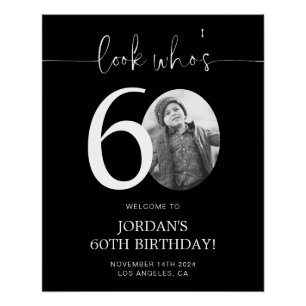 Noir 60e Affiche de bienvenue d'anniversaire Reg