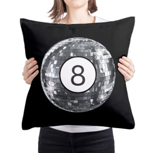 Noir 8 Ball Cushion Sparkly Disco Coussin Ball