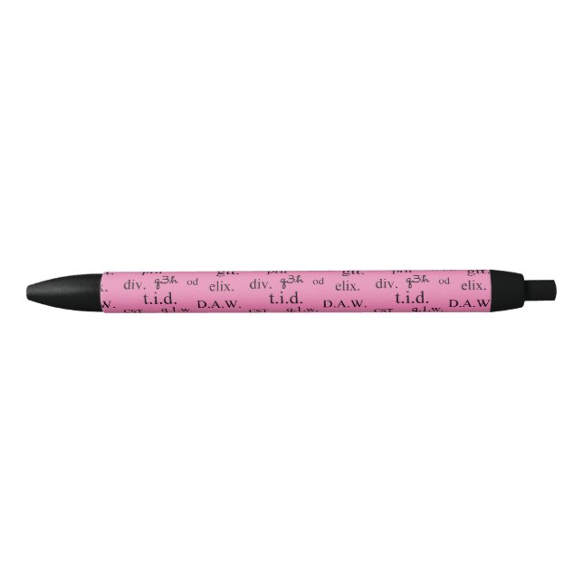Noir Abréviations roses du pharmacien stylo (Devant)