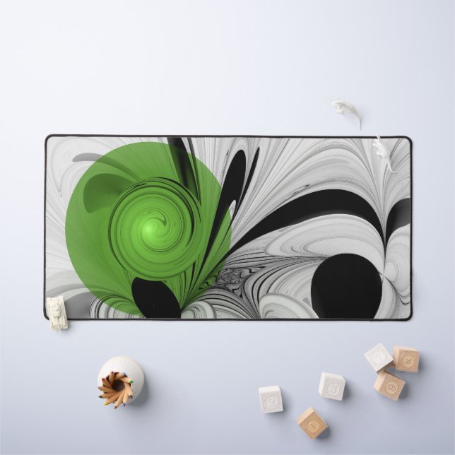 Noir Abstrait et blanc avec art fractal vert (Tableau pour enfants)