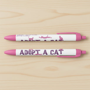 Noir Adoptez un stylo pour chat avec coordonnées