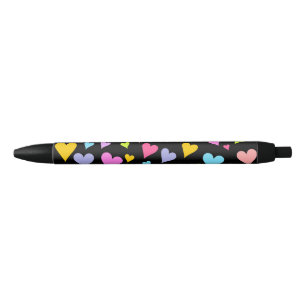 Noir Amusant, Amoureux, Coeurs colorés Motif Stylo